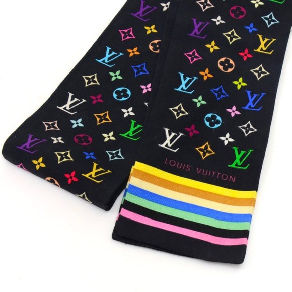 Louis Vuitton Tadashi Murakami Multicolor Monogram Silk Scarf